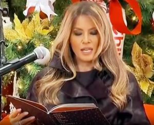 HT17. Melania Trump mocked online after she is seen struggling to read Christmas book at Childrens Hospital