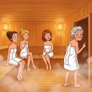 HT17. Four women were relaxing in a sauna – FS And Humor Side