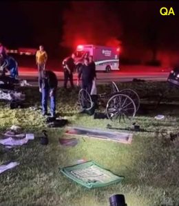 HT4. Jeep Collides with Amish Buggy in Berne, Father Airlifted and Children Injured