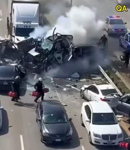 HT4. Massive highway pile-up after truck jackknifes… See more
