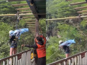 HT4. Tourist Attraction Safety Under Discussion After Waterfall Swing Incident in China