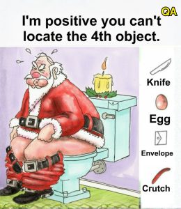 HT4. Find Knife, Egg, Envelope, Crutch.