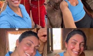 HT5. Woman touring Africa is going viral over her before and after pictures with some tribes men…………